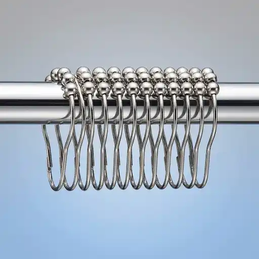 Uigos Premium Shower Curtain Rings, Rust-Resistant Stainless Steel, Chrome, Set of 12